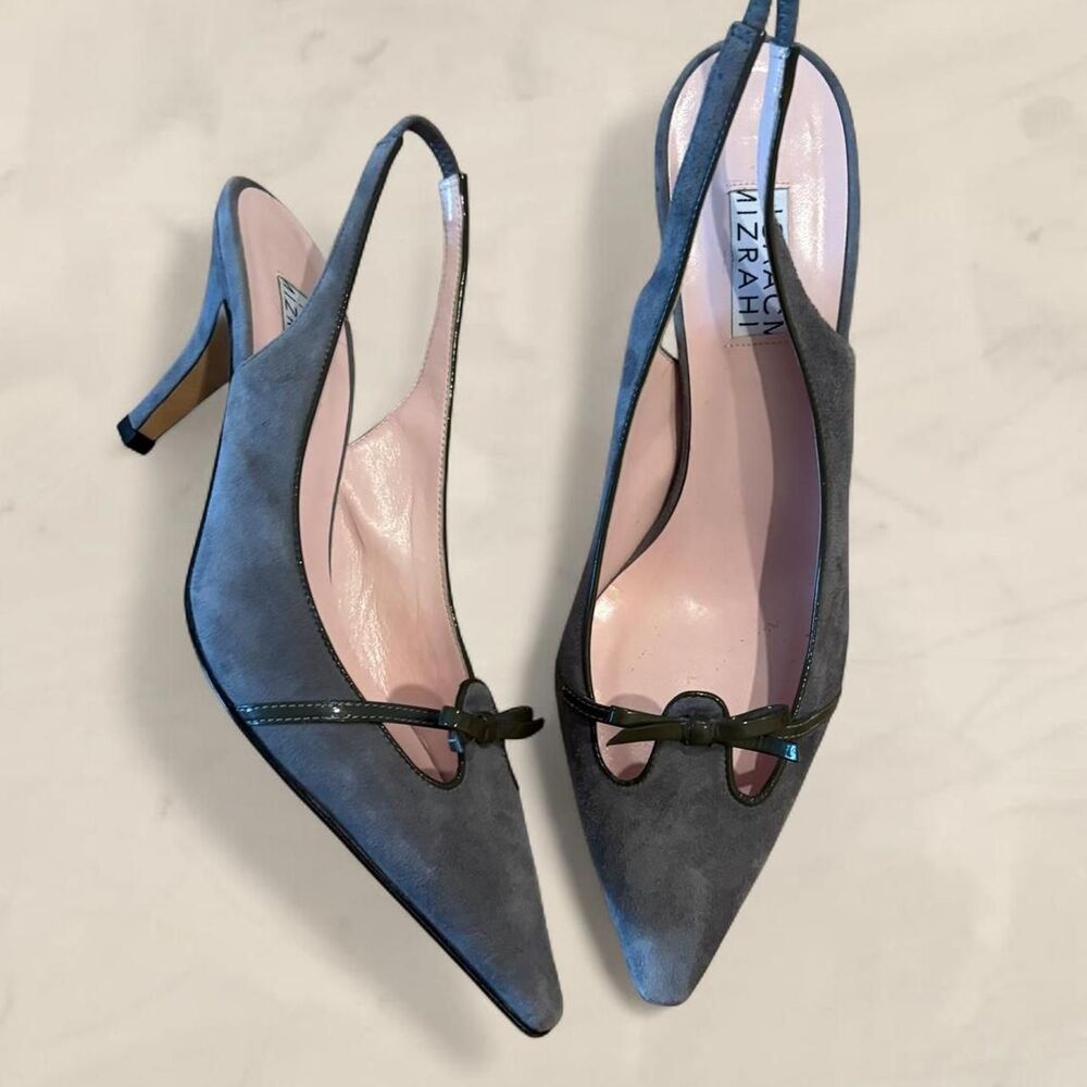 Isaac Mizrahi gray suede kitten heels with bow size 8.5
